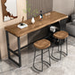 Brown Pine Wood 1/2/3 Pcs Bar Table Set with Wooden Stools for Home