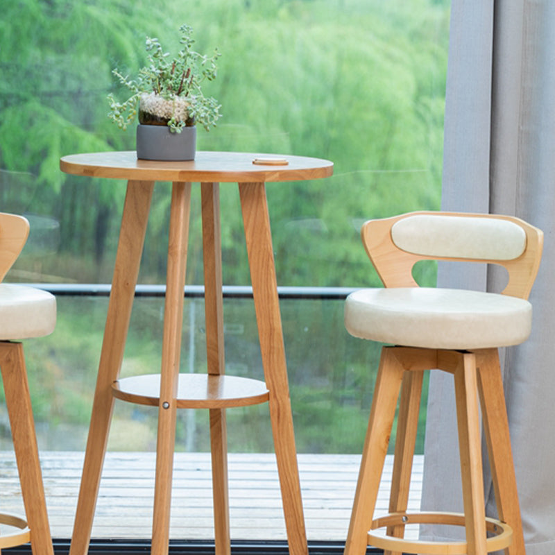 Eigentijdse ronde massief houten bar-eettafel voor thuisgebruik