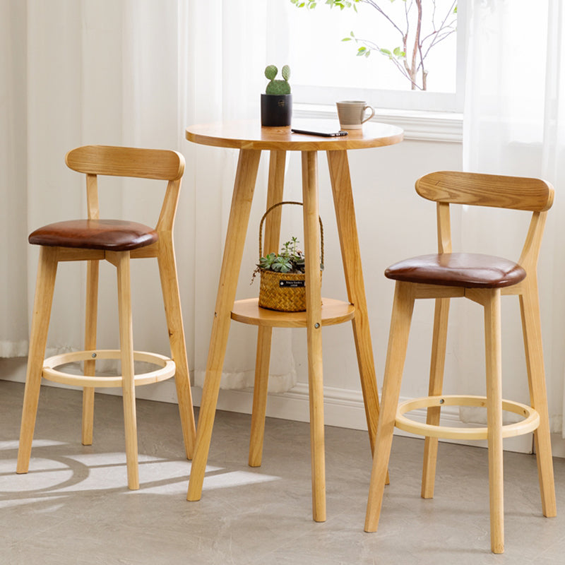 Eigentijdse ronde massief houten bar-eettafel voor thuisgebruik