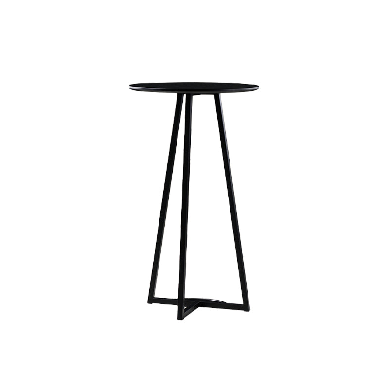 Contemporary Wood Top Round Bar Dining Table with Metal Base Black Without Chairs Clearhalo 'Bar Furniture' 'Bar Tables' 'bar_tables' 'furn' 'furn_bar_tables' 'Furniture' 'Kitchen & Dining Furniture' 7764036