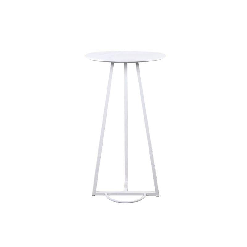Contemporary Wood Top Round Bar Dining Table with Metal Base White Without Chairs Clearhalo 'Bar Furniture' 'Bar Tables' 'bar_tables' 'furn' 'furn_bar_tables' 'Furniture' 'Kitchen & Dining Furniture' 7764037