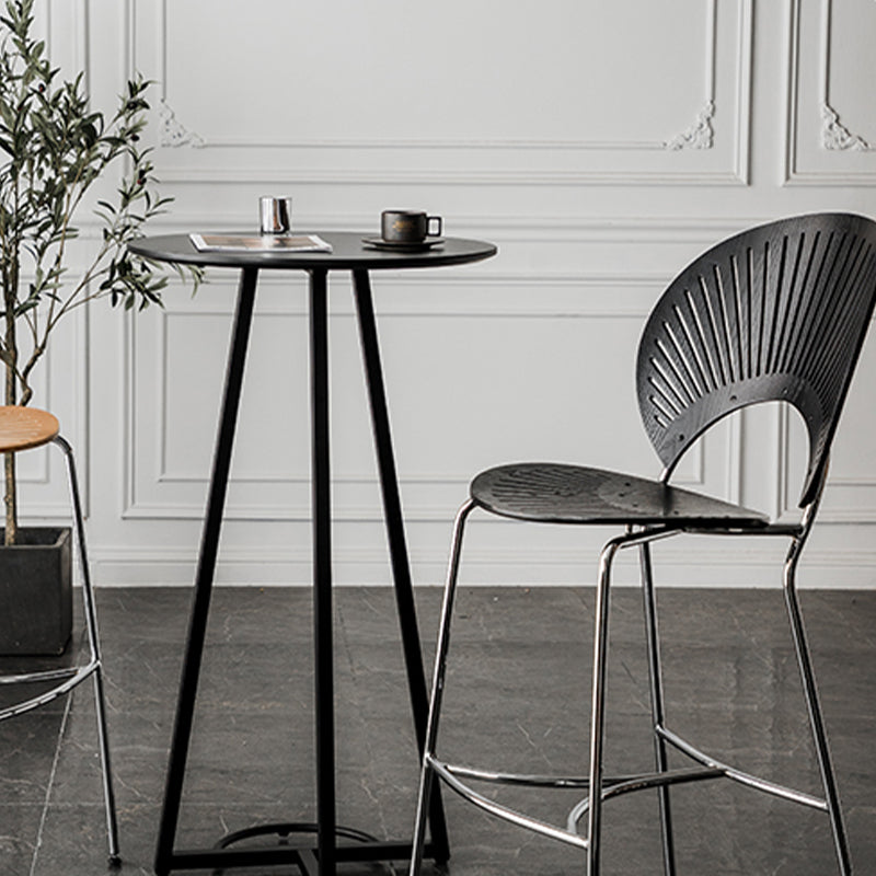 Contemporary Wood Top Round Bar Dining Table with Metal Base Clearhalo 'Bar Furniture' 'Bar Tables' 'bar_tables' 'furn' 'furn_bar_tables' 'Furniture' 'Kitchen & Dining Furniture' 7764038