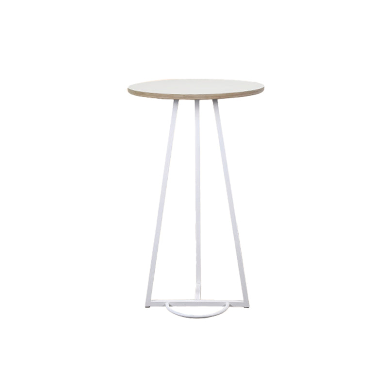 Contemporary Wood Top Round Bar Dining Table with Metal Base Off-White Without Chairs Clearhalo 'Bar Furniture' 'Bar Tables' 'bar_tables' 'furn' 'furn_bar_tables' 'Furniture' 'Kitchen & Dining Furniture' 7764039