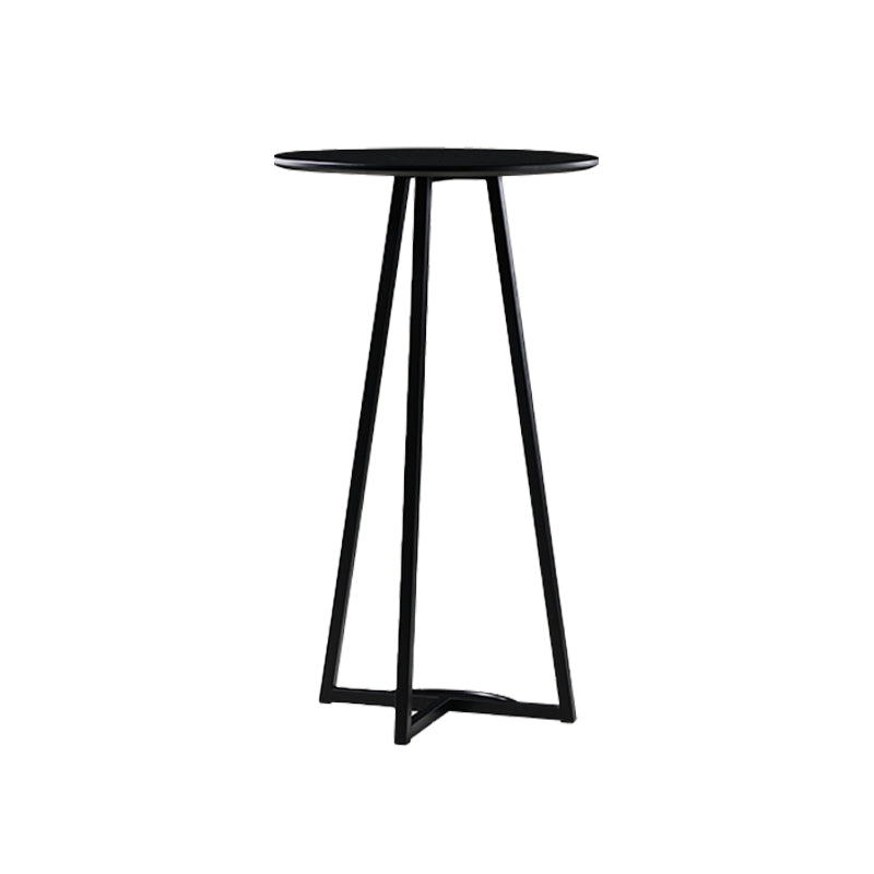 Contemporary Wood Top Round Bar Dining Table with Metal Base Clearhalo 'Bar Furniture' 'Bar Tables' 'bar_tables' 'furn' 'furn_bar_tables' 'Furniture' 'Kitchen & Dining Furniture' 7764042
