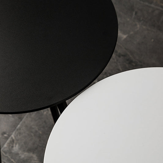 Eigentijdse houten bovenste ronde bar eettafel met metalen basis