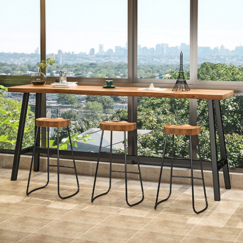 Trestle Base Solid Wood Rectangle Bar Table for Kitchen Dining Room Clearhalo 'Bar Furniture' 'Bar Tables' 'bar_tables' 'furn' 'furn_bar_tables' 'Furniture' 'Kitchen & Dining Furniture' 7764067