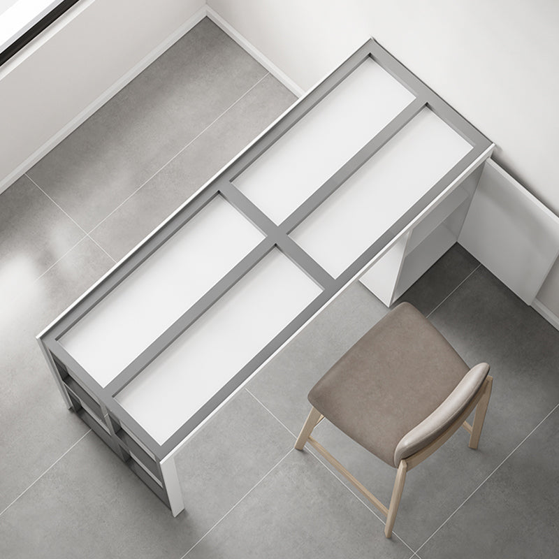 Modern Sintered Stone Top Rectangle White Bar Dining Table with Storage Clearhalo 'Bar Furniture' 'Bar Tables' 'bar_tables' 'furn' 'furn_bar_tables' 'Furniture' 'Kitchen & Dining Furniture' 7764081