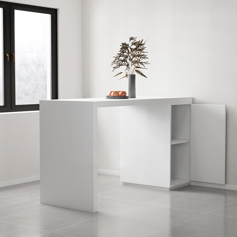 Modern Sintered Stone Top Rectangle White Bar Dining Table with Storage Clearhalo 'Bar Furniture' 'Bar Tables' 'bar_tables' 'furn' 'furn_bar_tables' 'Furniture' 'Kitchen & Dining Furniture' 7764086