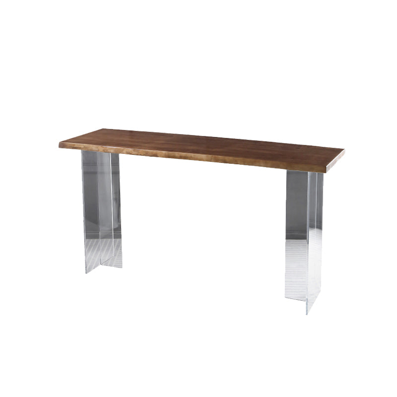 Contemporary Style Solid Wood Top Dining Table with Acrylic Base Without Chairs Clearhalo 'Bar Furniture' 'Bar Tables' 'bar_tables' 'furn' 'furn_bar_tables' 'Furniture' 'Kitchen & Dining Furniture' 7764104