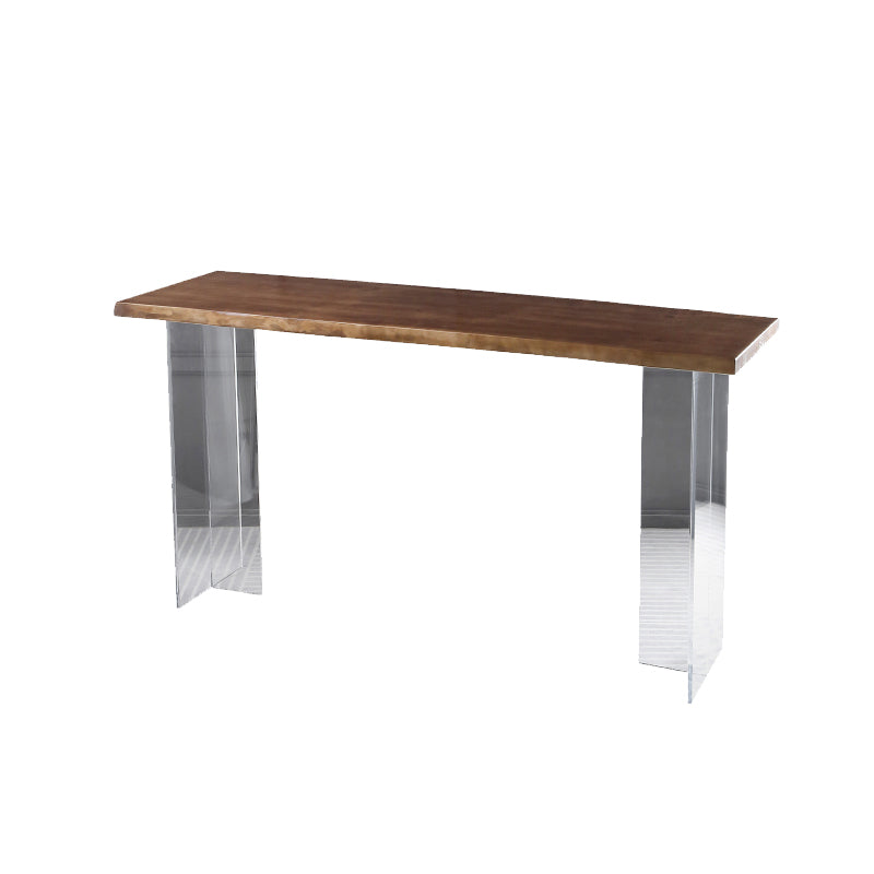Contemporary Style Solid Wood Top Dining Table with Acrylic Base Clearhalo 'Bar Furniture' 'Bar Tables' 'bar_tables' 'furn' 'furn_bar_tables' 'Furniture' 'Kitchen & Dining Furniture' 7764108