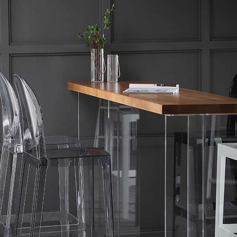 Contemporary Style Solid Wood Top Dining Table with Acrylic Base Clearhalo 'Bar Furniture' 'Bar Tables' 'bar_tables' 'furn' 'furn_bar_tables' 'Furniture' 'Kitchen & Dining Furniture' 7764109