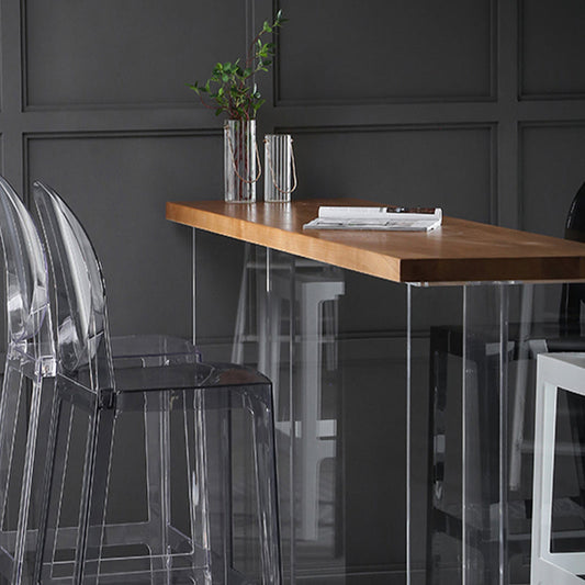 Hedendaagse stijl massief houten toptafel met acrylbasis