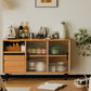 Nordic Solid Wood Storage Sideboard Cabinet with Glass Doors