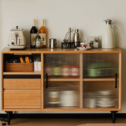 Nordic Solid Wood Storage Sideboard Cabinet with Glass Doors