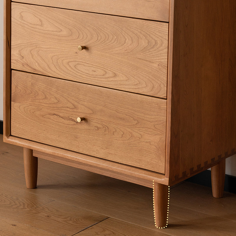Armadietto di sideboard in legno massiccio in stile nordico con porta di vetro e cassetti