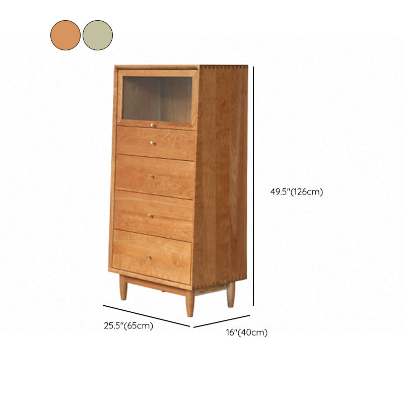 Armadietto di sideboard in legno massiccio in stile nordico con porta di vetro e cassetti