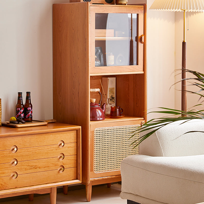 ガラスのドア付きモダンな桜の貯蔵サイドボードキャビネット