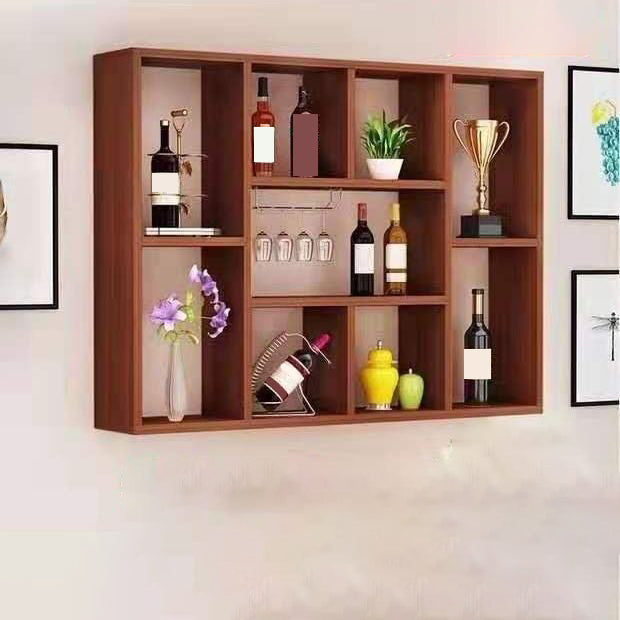 Manufactured Wood Modern Style Wine Bottle Holder Wall Mounted with Storage Shelves Clearhalo 'furn' 'furn_wine_racks' 'Furniture' 'Kitchen & Dining Furniture' 'Wine Racks' 'wine_racks' 7764345