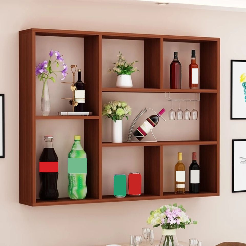 Manufactured Wood Modern Style Wine Bottle Holder Wall Mounted with Storage Shelves Clearhalo 'furn' 'furn_wine_racks' 'Furniture' 'Kitchen & Dining Furniture' 'Wine Racks' 'wine_racks' 7764350