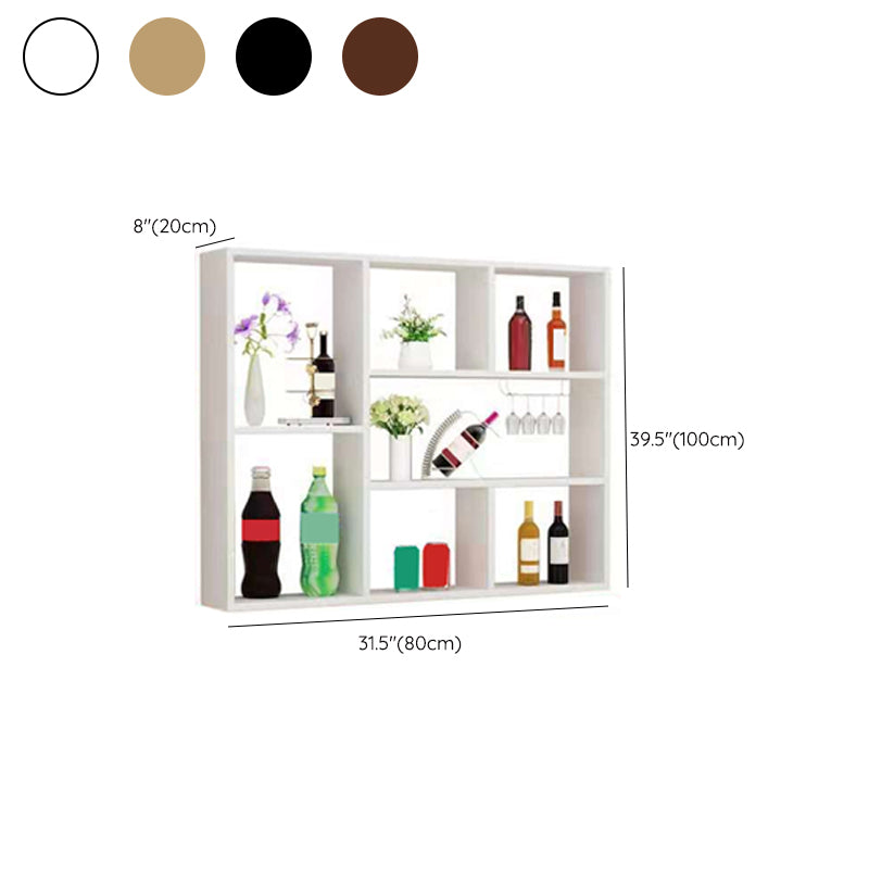 Manufactured Wood Modern Style Wine Bottle Holder Wall Mounted with Storage Shelves Clearhalo 'furn' 'furn_wine_racks' 'Furniture' 'Kitchen & Dining Furniture' 'Wine Racks' 'wine_racks' 7764366