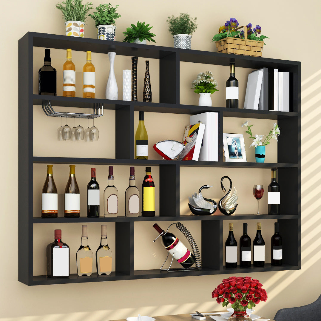 Manufactured Wood Wine Bottle Holder Modern Style Wall Mounted with Shelf Clearhalo 'furn' 'furn_wine_racks' 'Furniture' 'Kitchen & Dining Furniture' 'Wine Racks' 'wine_racks' 7764373
