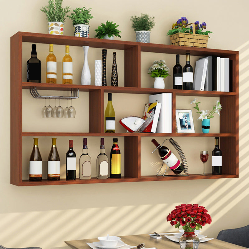 Manufactured Wood Wine Bottle Holder Modern Style Wall Mounted with Shelf Clearhalo 'furn' 'furn_wine_racks' 'Furniture' 'Kitchen & Dining Furniture' 'Wine Racks' 'wine_racks' 7764377