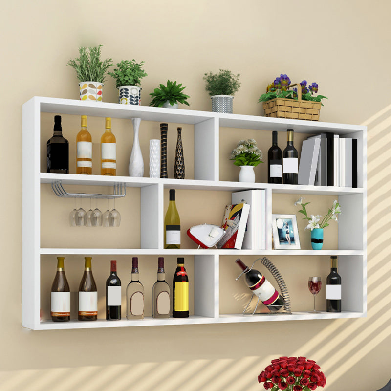 Manufactured Wood Wine Bottle Holder Modern Style Wall Mounted with Shelf White Clearhalo 'furn' 'furn_wine_racks' 'Furniture' 'Kitchen & Dining Furniture' 'Wine Racks' 'wine_racks' 7764378