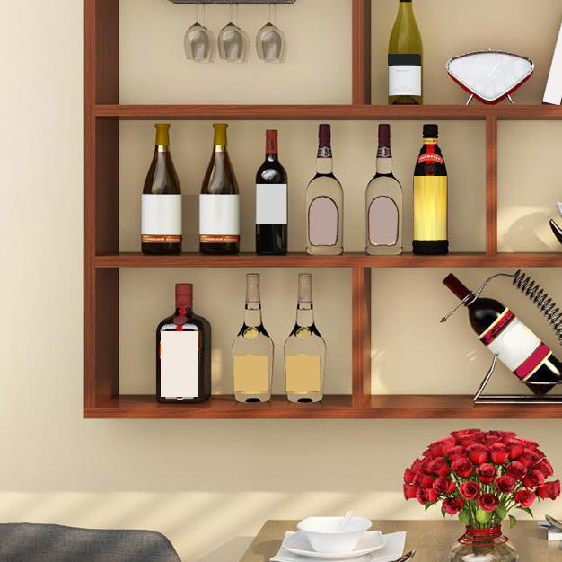 Manufactured Wood Wine Bottle Holder Modern Style Wall Mounted with Shelf Clearhalo 'furn' 'furn_wine_racks' 'Furniture' 'Kitchen & Dining Furniture' 'Wine Racks' 'wine_racks' 7764382