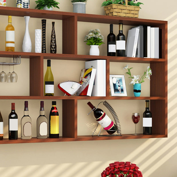 Manufactured Wood Wine Bottle Holder Modern Style Wall Mounted with Shelf Clearhalo 'furn' 'furn_wine_racks' 'Furniture' 'Kitchen & Dining Furniture' 'Wine Racks' 'wine_racks' 7764384