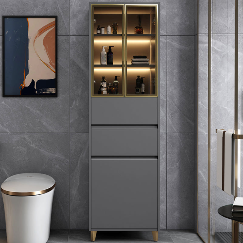 Gabinete de exhibición de puertas de vidrio contemporáneas con base de madera para el baño