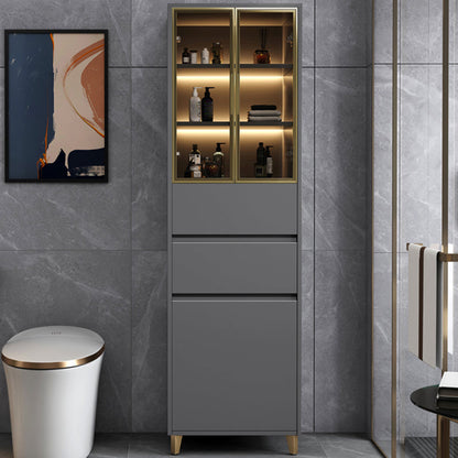 Armadietto per esposizioni in vetro contemporaneo con base in legno per bagno