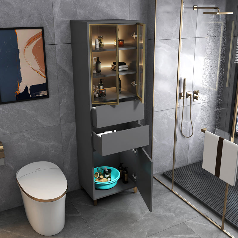 Gabinete de exhibición de puertas de vidrio contemporáneas con base de madera para el baño