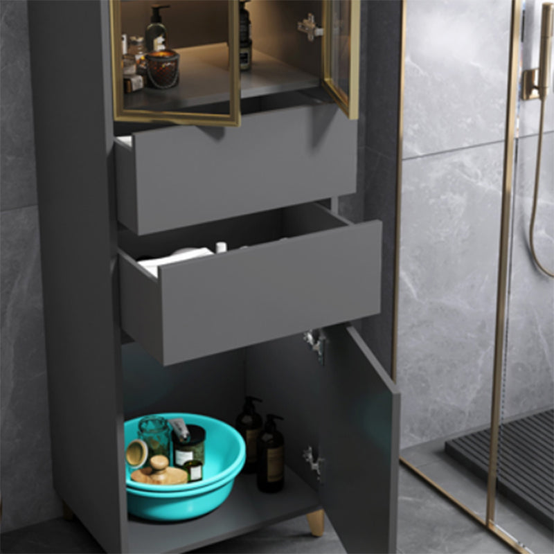 Armadietto per esposizioni in vetro contemporaneo con base in legno per bagno