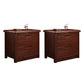 Modern Accent Table Nightstand Walnut Nightstand with Drawers