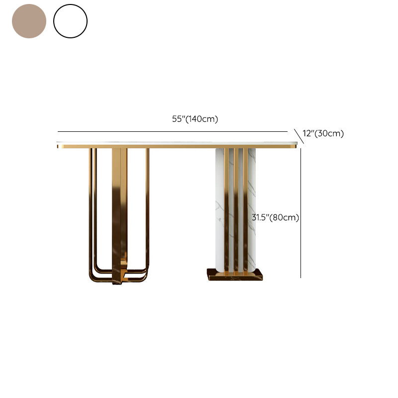 Rectangle Console Accent Table with Scratch Resistant Stone for Hall
