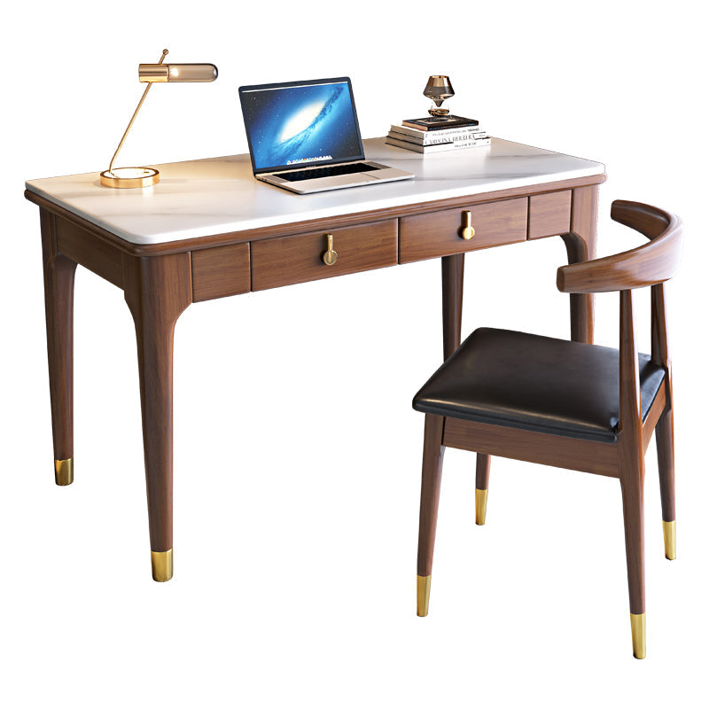Glam Style Computer Desk Rectangular 2 Drawers Writing Desk , 29.5" High Clearhalo 'furn' 'furn_office_desk' 'Furniture' 'Office Desks' 'Office Furniture' 'office_desk' 7767895