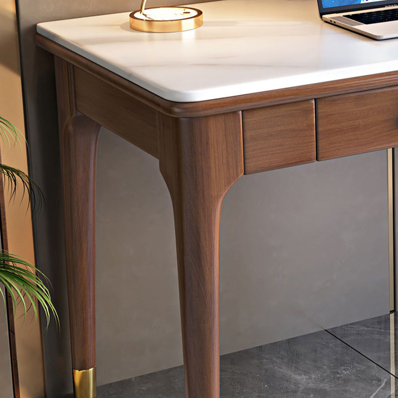 Glam Style Computer Desk Rectangular 2 Drawers Writing Desk , 29.5" High Clearhalo 'furn' 'furn_office_desk' 'Furniture' 'Office Desks' 'Office Furniture' 'office_desk' 7767899