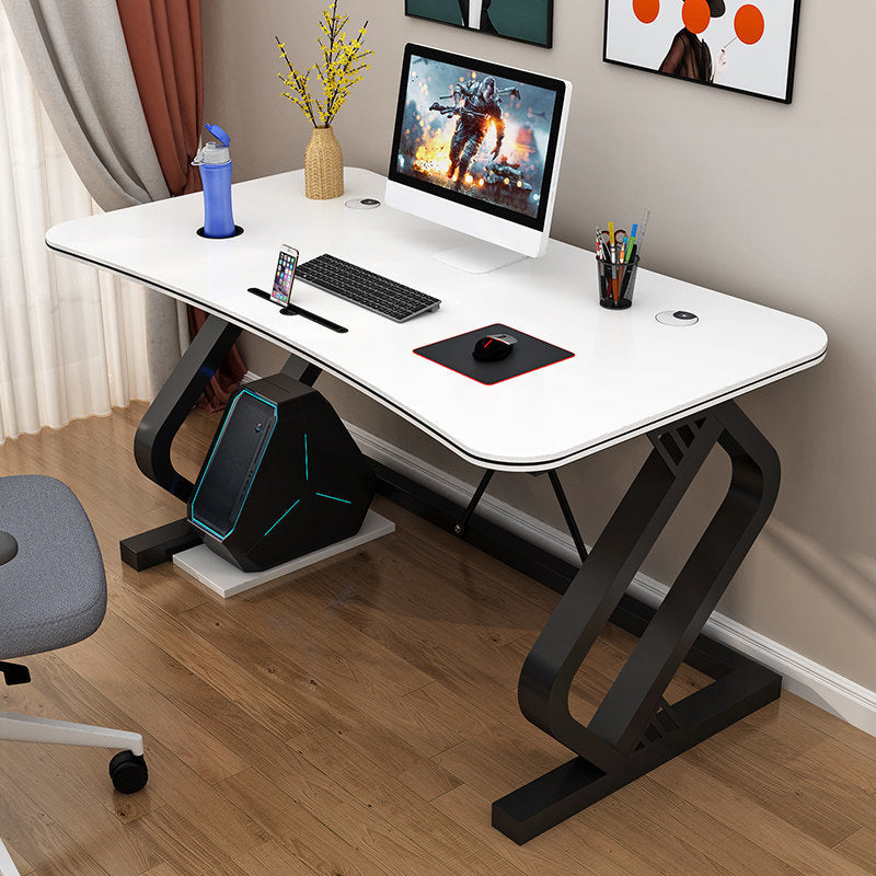 Contemporary Office Desk Cable Management Writing Desk with Metal Legs