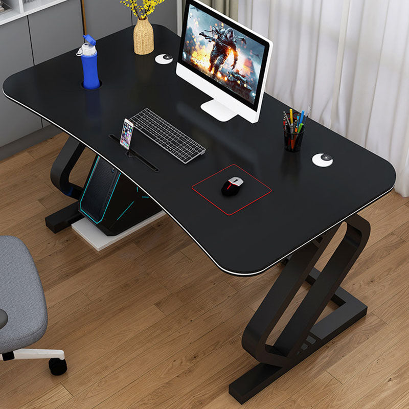 Contemporary Office Desk Cable Management Writing Desk with Metal Legs