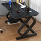Contemporary Office Desk Cable Management Writing Desk with Metal Legs