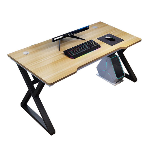 Industrial Computer Desk Sled Cable Management Office Desk with Metal Legs Black Walnut