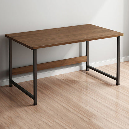 Contemporary Rectangular Computer Desk Antique Finish Office Desk with Metal Legs