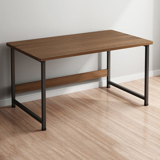 Contemporary Rectangular Computer Desk Antique Finish Office Desk with Metal Legs 39"L x 18"W x 29"H Brown