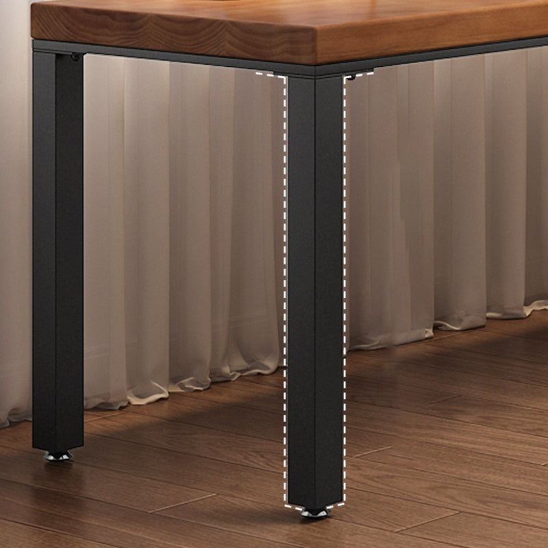 L-Shaped Office Laptop Table Wood Writing Desk in Brown with 5-Legs Clearhalo 'furn' 'furn_office_desk' 'Furniture' 'Office Desks' 'Office Furniture' 'office_desk' 7768022