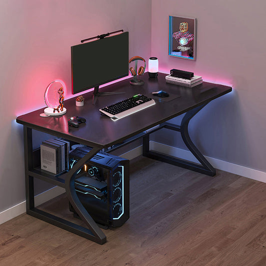 Contemporary Style Computer Desk Rectangular Shape Task Desk with 2 Legs for Home Desk Black