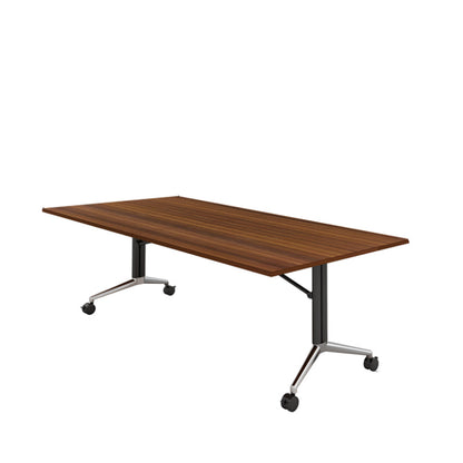 Folding Meeting Room Office Desk Steel Base Writing Desk with Caster Wheels
