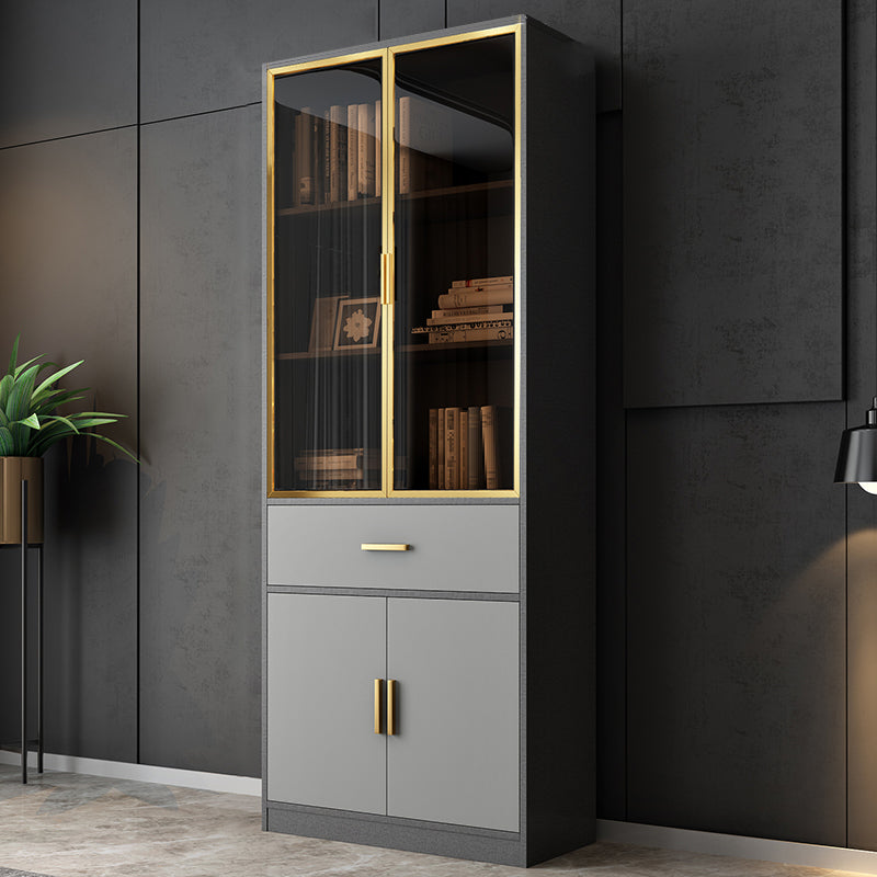 Libreria verticale in legno ingegnerizzato con libreria chiusa contemporanea con scaffali