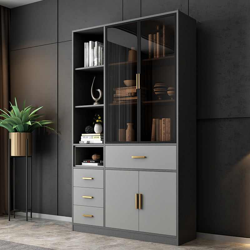 Libreria verticale in legno ingegnerizzato con libreria chiusa contemporanea con scaffali