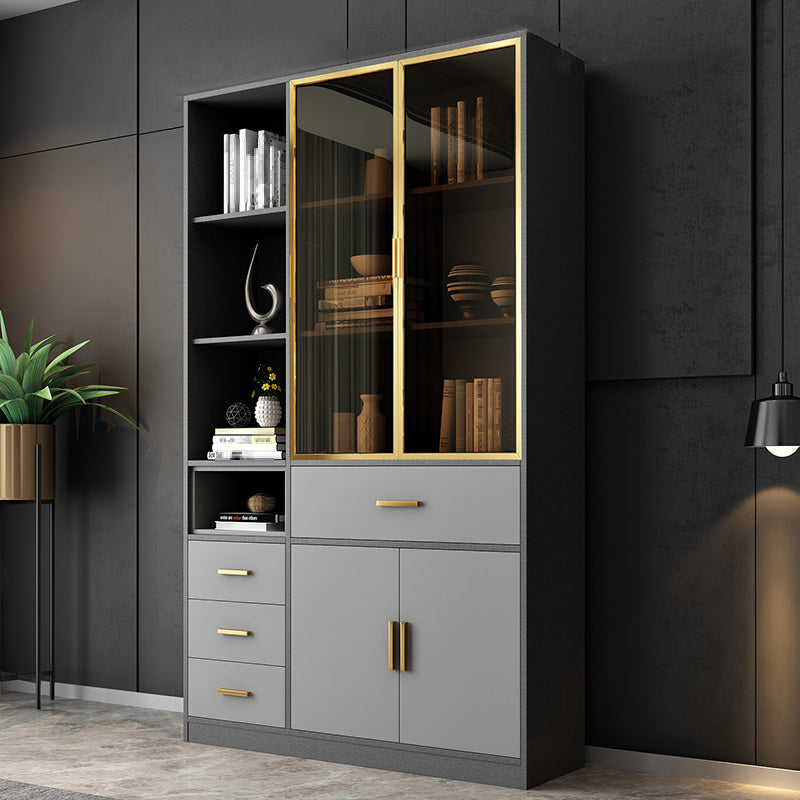 Libreria verticale in legno ingegnerizzato con libreria chiusa contemporanea con scaffali