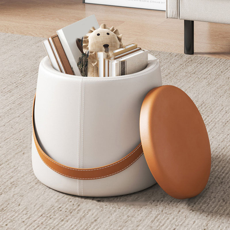 Modern Pouf Ottoman Fabric Upholstered Solid Color Portable Square Ottoman with Storage 12.6"L x 12.6"W x 12.6"H Orange 1 Piece Clearhalo 'furn' 'furn_ottomans_poufs' 'Furniture' 'Living Room Furniture' 'Ottomans & Poufs' 'ottomans_poufs' 7768965
